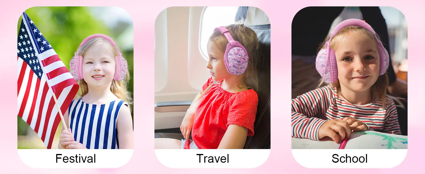 ZOHAN Kids Ear Protection Earmuffs Safety Hearing Ear Muffs Unicorn Noise Reduction Headphones Children Protective Ear Cover