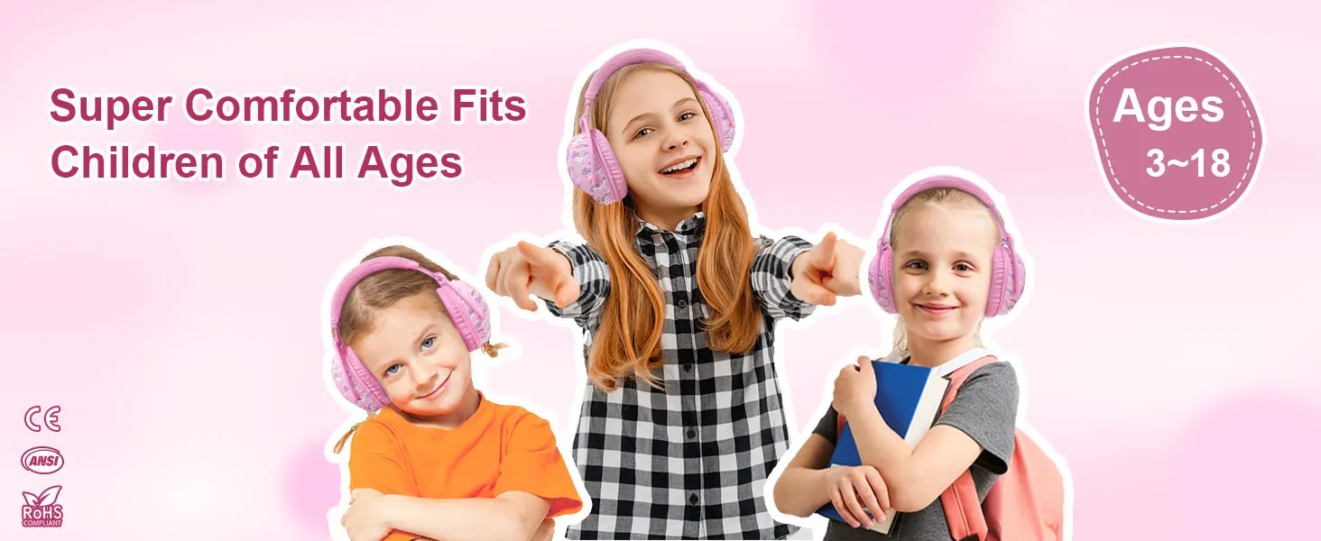 ZOHAN Kids Ear Protection Earmuffs Safety Hearing Ear Muffs Unicorn Noise Reduction Headphones Children Protective Ear Cover