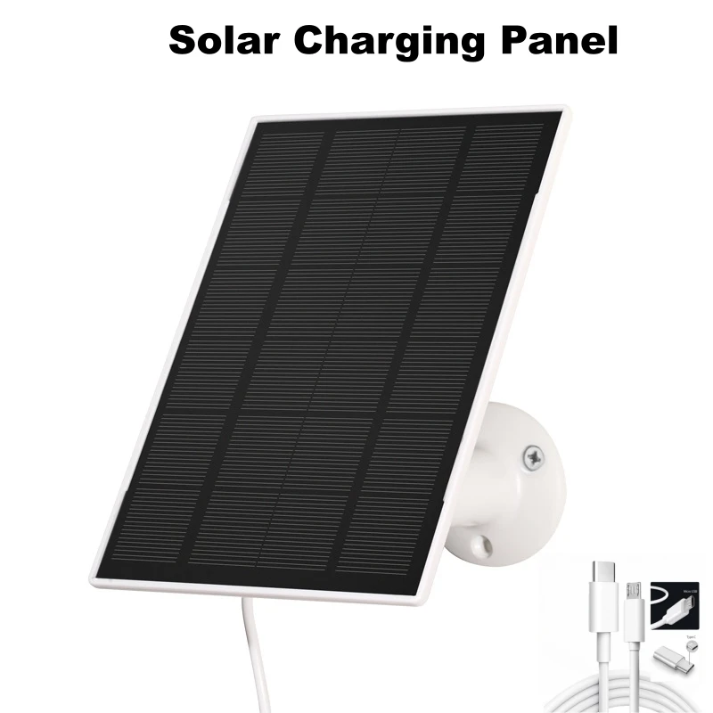 5V Solar Charging Panel Outdoor Solar Panel 10FT(3M) Cable Length with Micro-USB or Type-C for Rechargeable Battery Camera