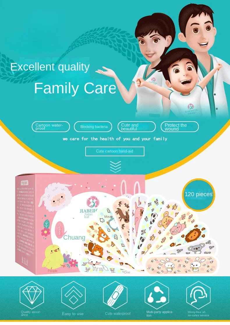120pcs Cartoon Waterproof Wound Bandages for Kids First Aid Children's Plaster Wraps Non-Toxic Fun Designs for Safe Healing