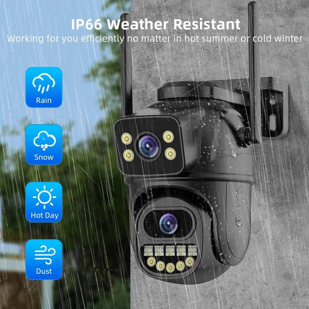 4K 8MP WiFi Surveillance Camera, Dual Lens, 4X Digital Zoom, AI Human Detect, ONVIF, Outdoor Security PTZ IP Cameras,