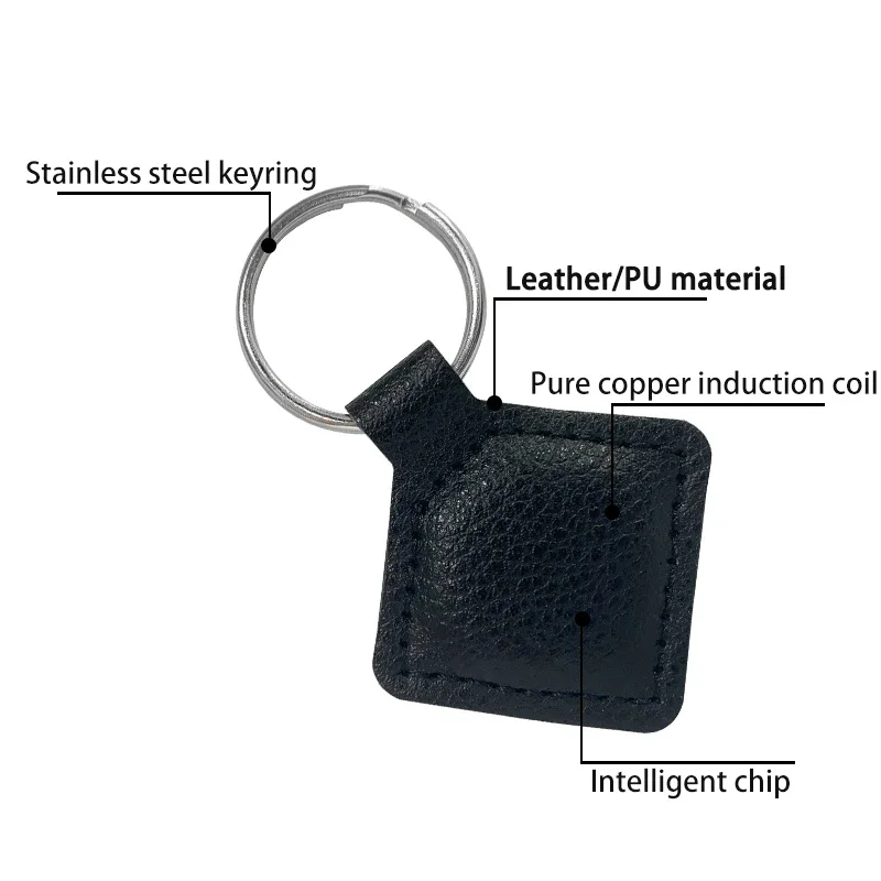 10pcs T5577 EM4305 blank key tag chip card tag leather key RFID tag replicable EM4100 125khz card proximity token key card