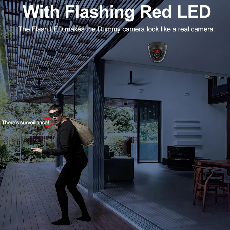 1PC Fake Camera LED Light Simulation Camera Dome Camera Realistic Dummy Fake Security Monitor Camera Surveillance Security