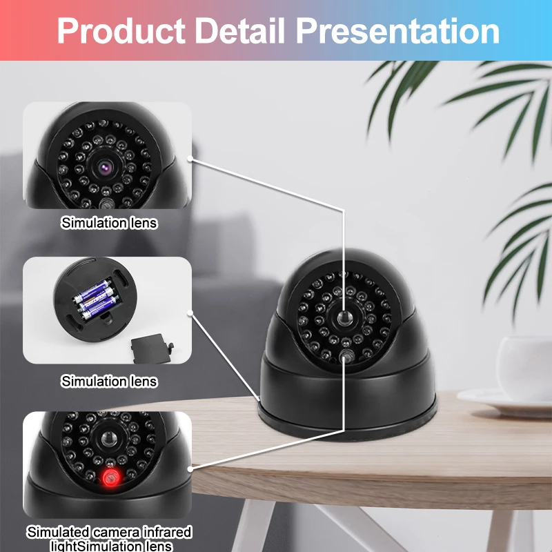 1PC Fake Camera LED Light Simulation Camera Dome Camera Realistic Dummy Fake Security Monitor Camera Surveillance Security