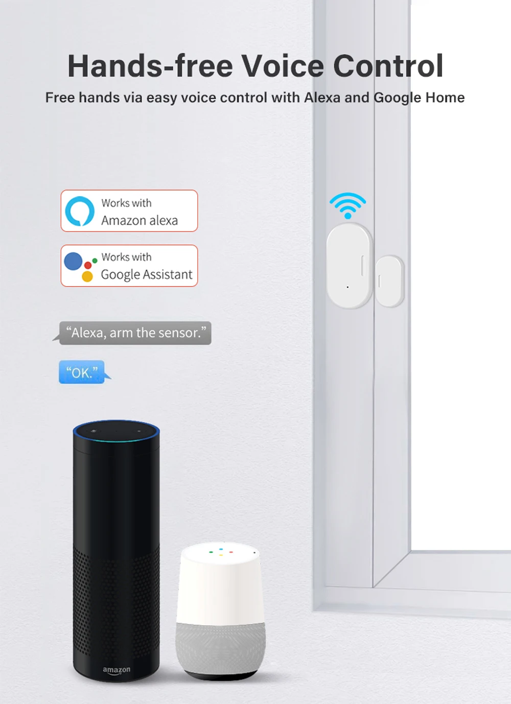 Tuya ZigBee Smart Door Window Sensor Door Open Closed Detectors Smart Home Security Protection Alarm System for Alexa Google