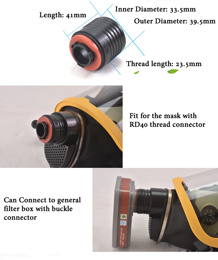 Model Y 40mm Universal Breathing Tube Connectable Gas Mask Airway Gas Mask Airway Rubber Trigeminal Tube For 6200/7502/6800