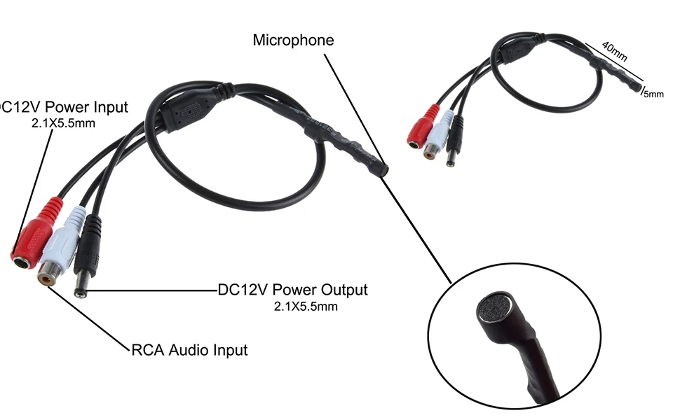 Uvusee Mini Microphone High Sensitive Pickup Audio Mic Microphone for Cctv Security Camera DVR System