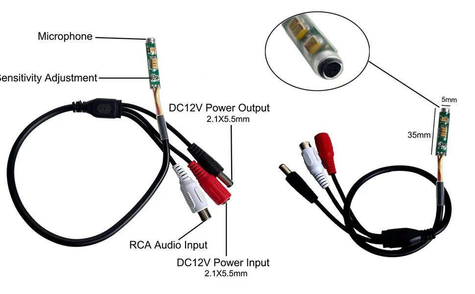 Uvusee Mini Microphone High Sensitive Pickup Audio Mic Microphone for Cctv Security Camera DVR System