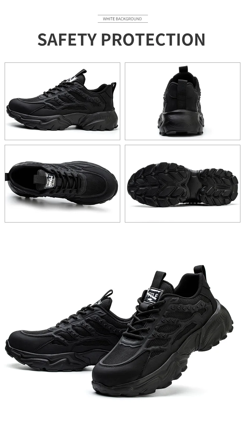 Work Safety Shoes For Men Lightweight Protective Work Sneakers Lightweight Men Shoes Breathable Shoes Anti-Puncture Work Shoe