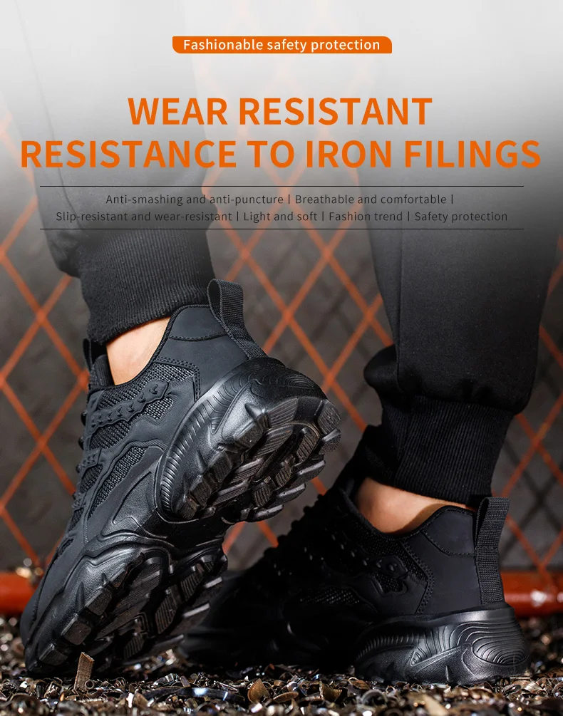 Work Safety Shoes For Men Lightweight Protective Work Sneakers Lightweight Men Shoes Breathable Shoes Anti-Puncture Work Shoe