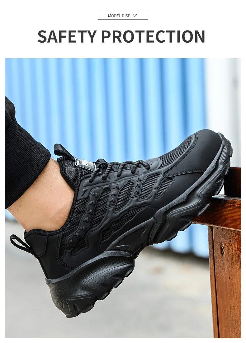 Work Safety Shoes For Men Lightweight Protective Work Sneakers Lightweight Men Shoes Breathable Shoes Anti-Puncture Work Shoe
