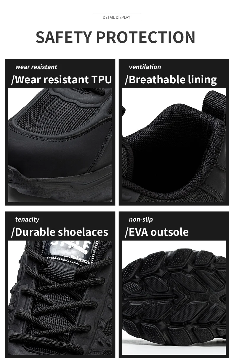 Work Safety Shoes For Men Lightweight Protective Work Sneakers Lightweight Men Shoes Breathable Shoes Anti-Puncture Work Shoe