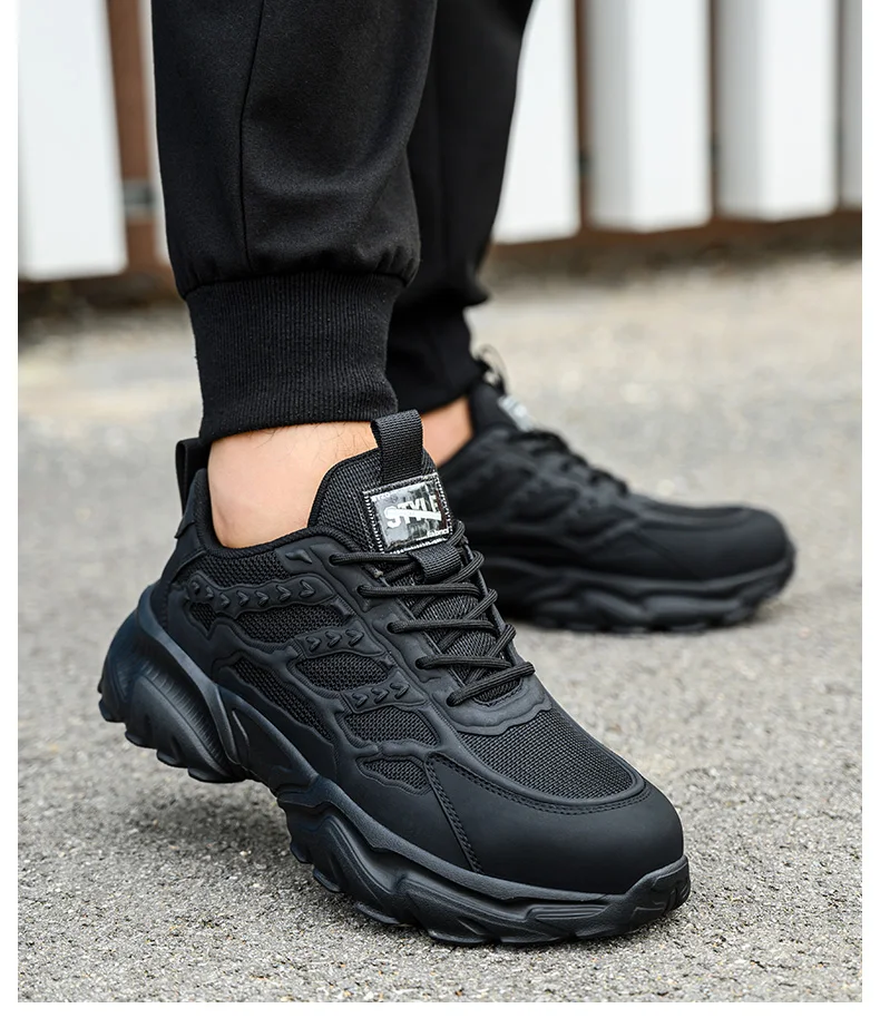 Work Safety Shoes For Men Lightweight Protective Work Sneakers Lightweight Men Shoes Breathable Shoes Anti-Puncture Work Shoe