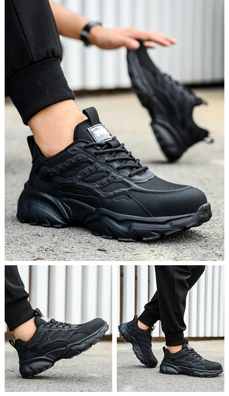 Work Safety Shoes For Men Lightweight Protective Work Sneakers Lightweight Men Shoes Breathable Shoes Anti-Puncture Work Shoe