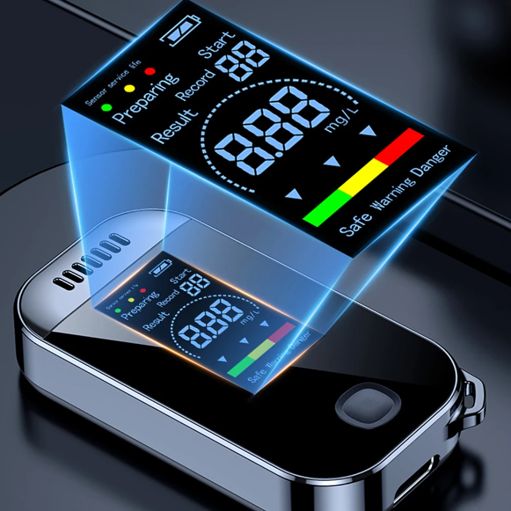 Portable Alcohol Tester Digital Breath Alcohol Tester Professional Breathalyzer With LCD Display USB Rechargeable
