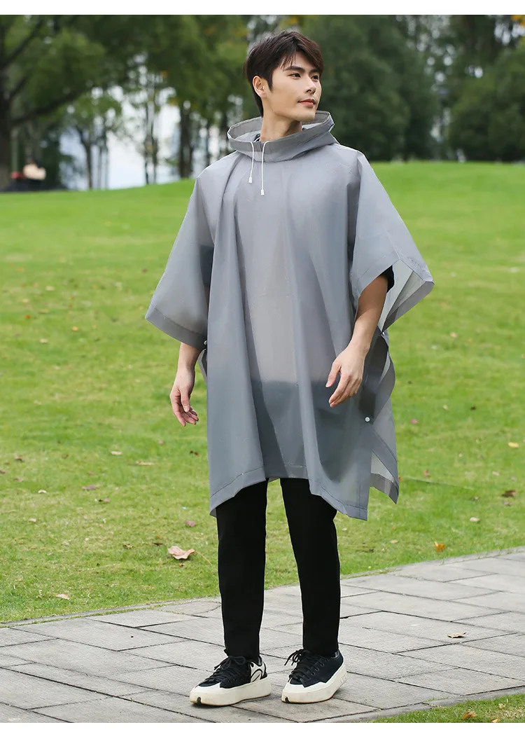 Cape Raincoat Long Transparent Thick Men's and Women's Single Use Adult Large Portable Mountaineering Travel Raincoat Waterproof