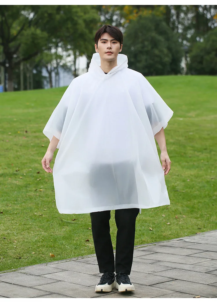 Cape Raincoat Long Transparent Thick Men's and Women's Single Use Adult Large Portable Mountaineering Travel Raincoat Waterproof