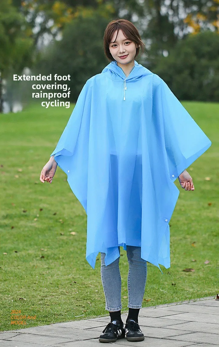 Cape Raincoat Long Transparent Thick Men's and Women's Single Use Adult Large Portable Mountaineering Travel Raincoat Waterproof