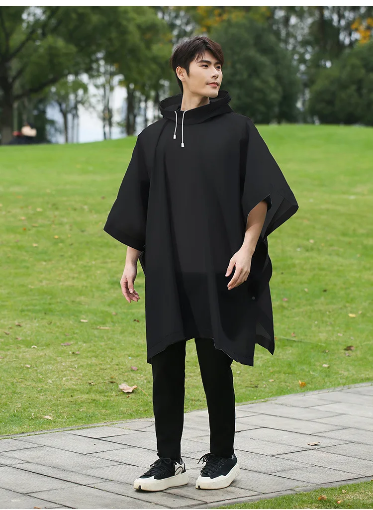 Cape Raincoat Long Transparent Thick Men's and Women's Single Use Adult Large Portable Mountaineering Travel Raincoat Waterproof