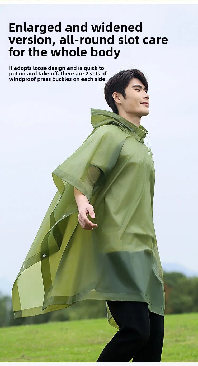 Cape Raincoat Long Transparent Thick Men's and Women's Single Use Adult Large Portable Mountaineering Travel Raincoat Waterproof