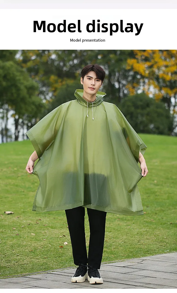 Cape Raincoat Long Transparent Thick Men's and Women's Single Use Adult Large Portable Mountaineering Travel Raincoat Waterproof
