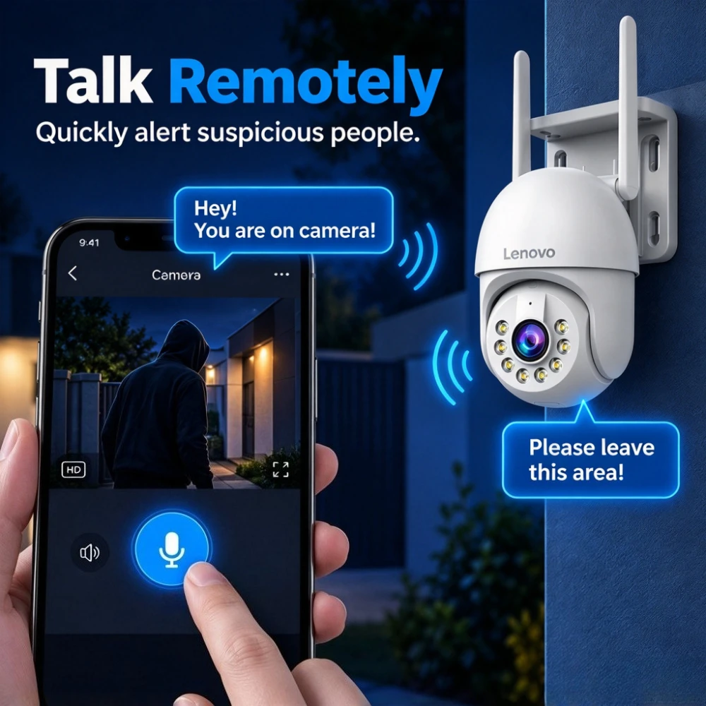 Lenovo 5MP Outdoor IP Camera IP66 Waterproof WiFi Two-Way Audio Security Surveillance Camera Motion Alarm HD Color Night Vision
