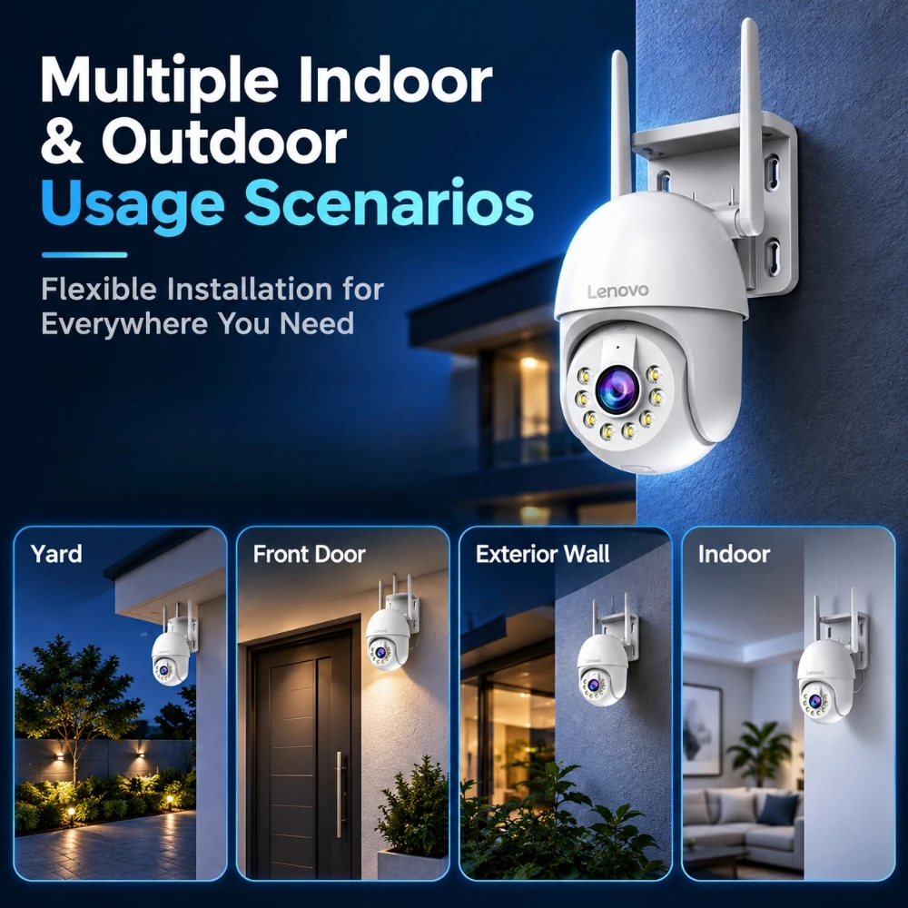 Lenovo 5MP Outdoor IP Camera IP66 Waterproof WiFi Two-Way Audio Security Surveillance Camera Motion Alarm HD Color Night Vision