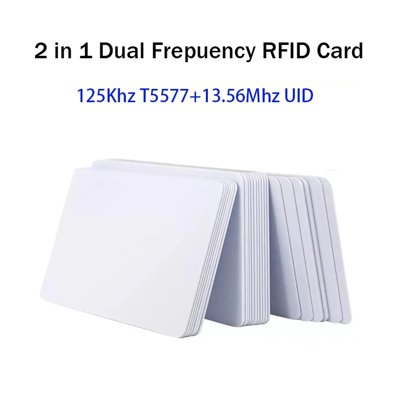10Ps Dual Frequency 13.56Mhz 1K UID CUID+125Khz T5577 ID Card Rewritable Replicable Composite Tags for Copy Clone Backup Copier