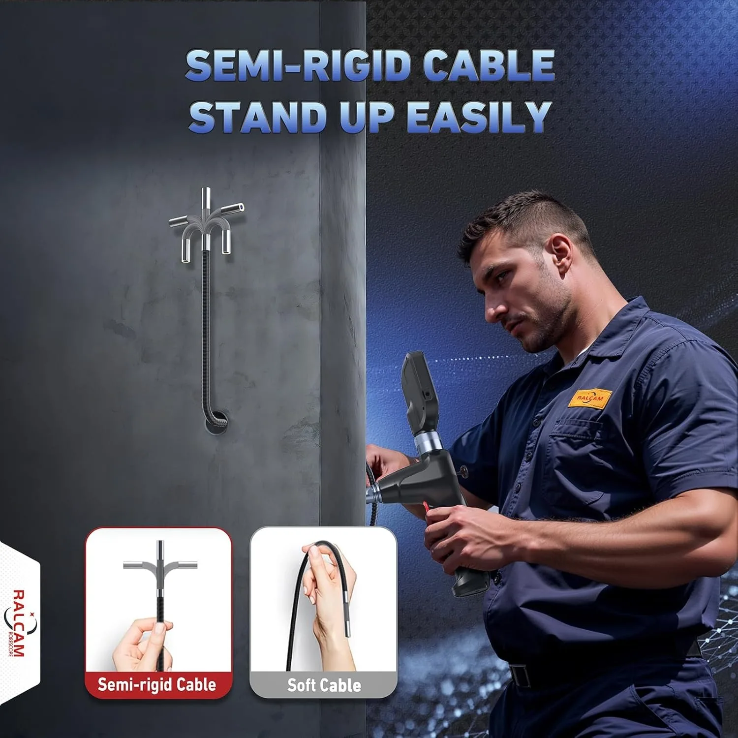 RALCAM Articulating 360/720° Endoscope 6.2mm Inspection Camera Cameras with 6 LED, IP67 Waterproof 1M/2M/3M