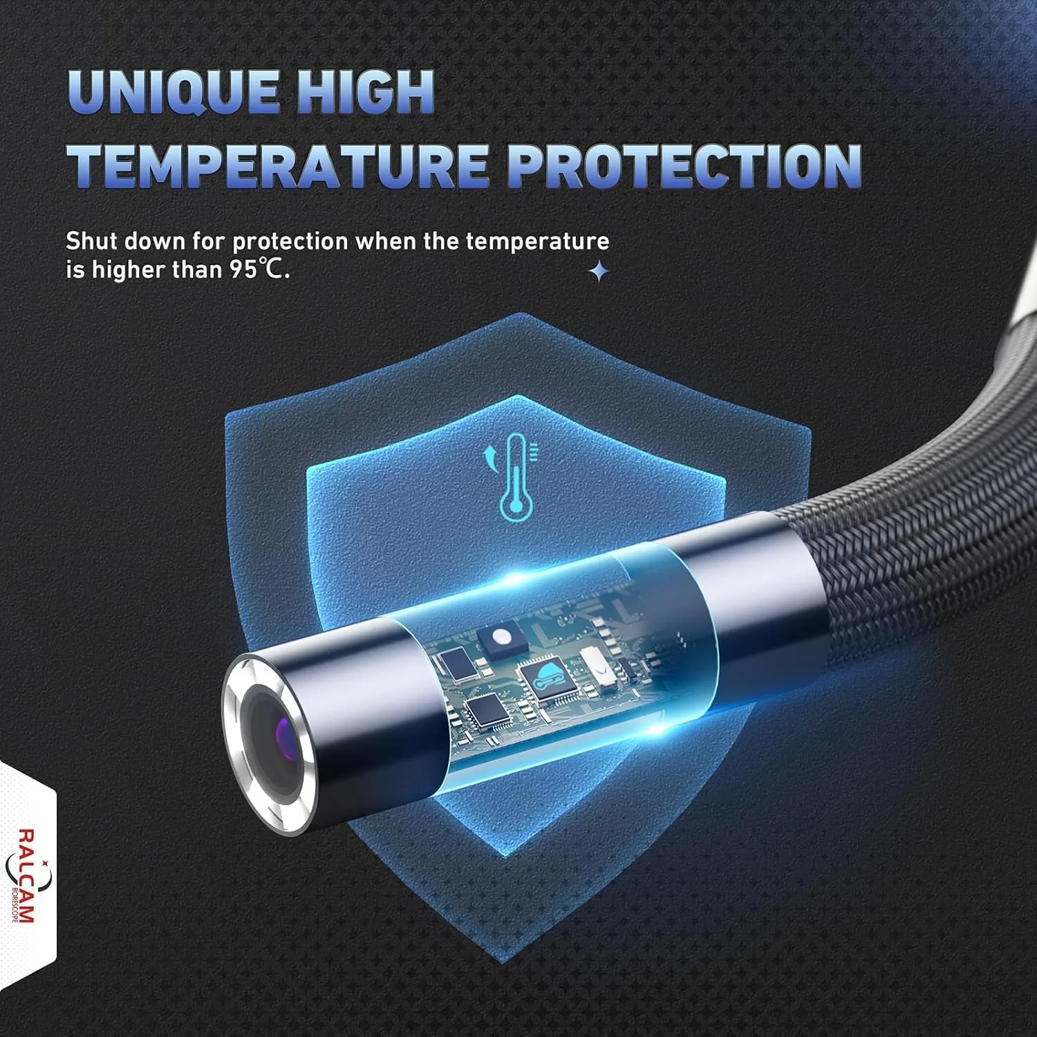 RALCAM Articulating 360/720° Endoscope 6.2mm Inspection Camera Cameras with 6 LED, IP67 Waterproof 1M/2M/3M