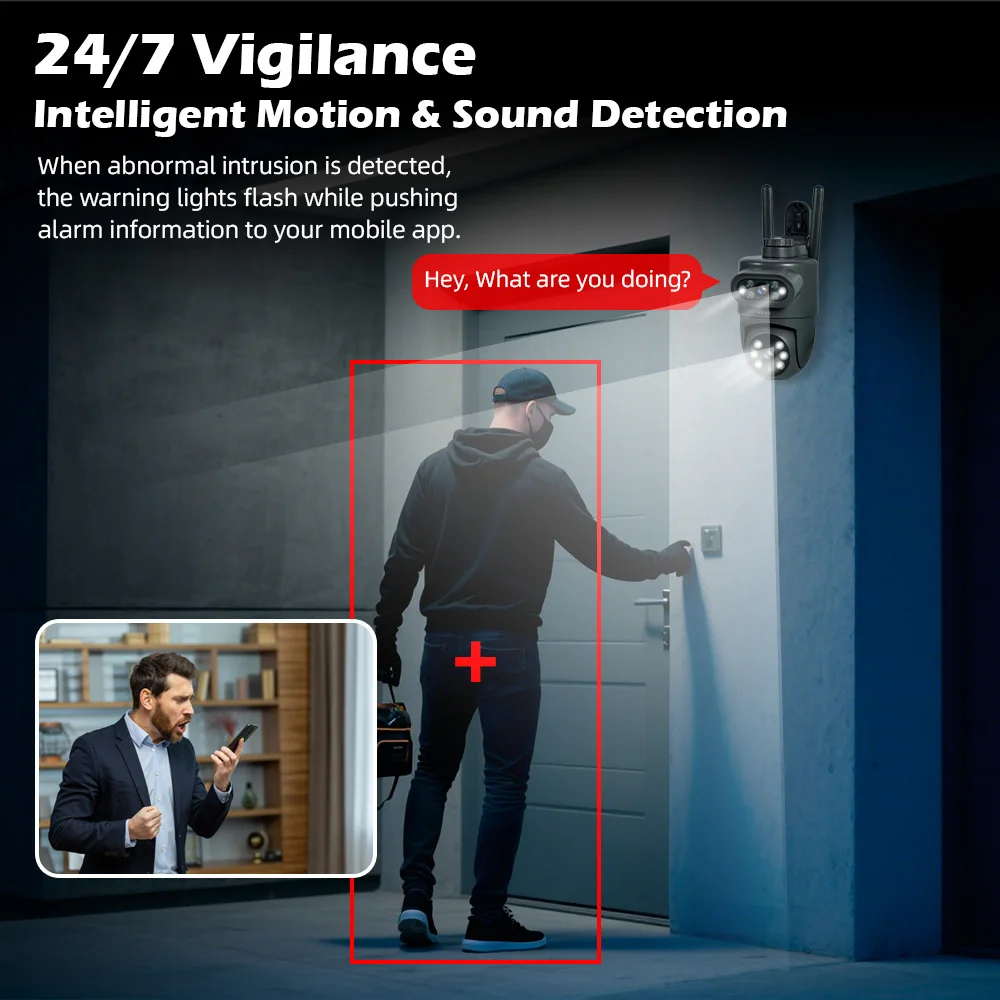KERUI Outdoor 10MP 5K HD Dual Lens WiFi IP Camera Tuya Smart PTZ Wireless Home Security CCTV Video Surveillance Human Detection