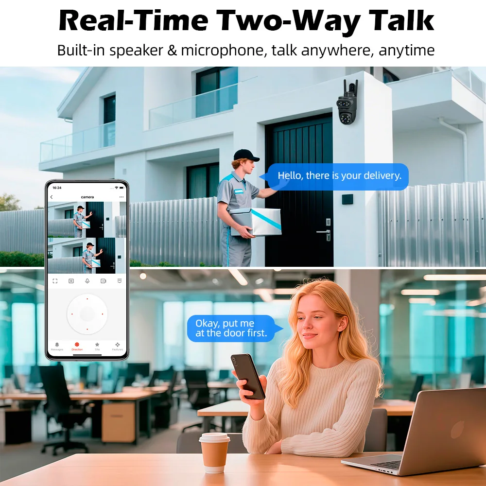 KERUI Outdoor 10MP 5K HD Dual Lens WiFi IP Camera Tuya Smart PTZ Wireless Home Security CCTV Video Surveillance Human Detection