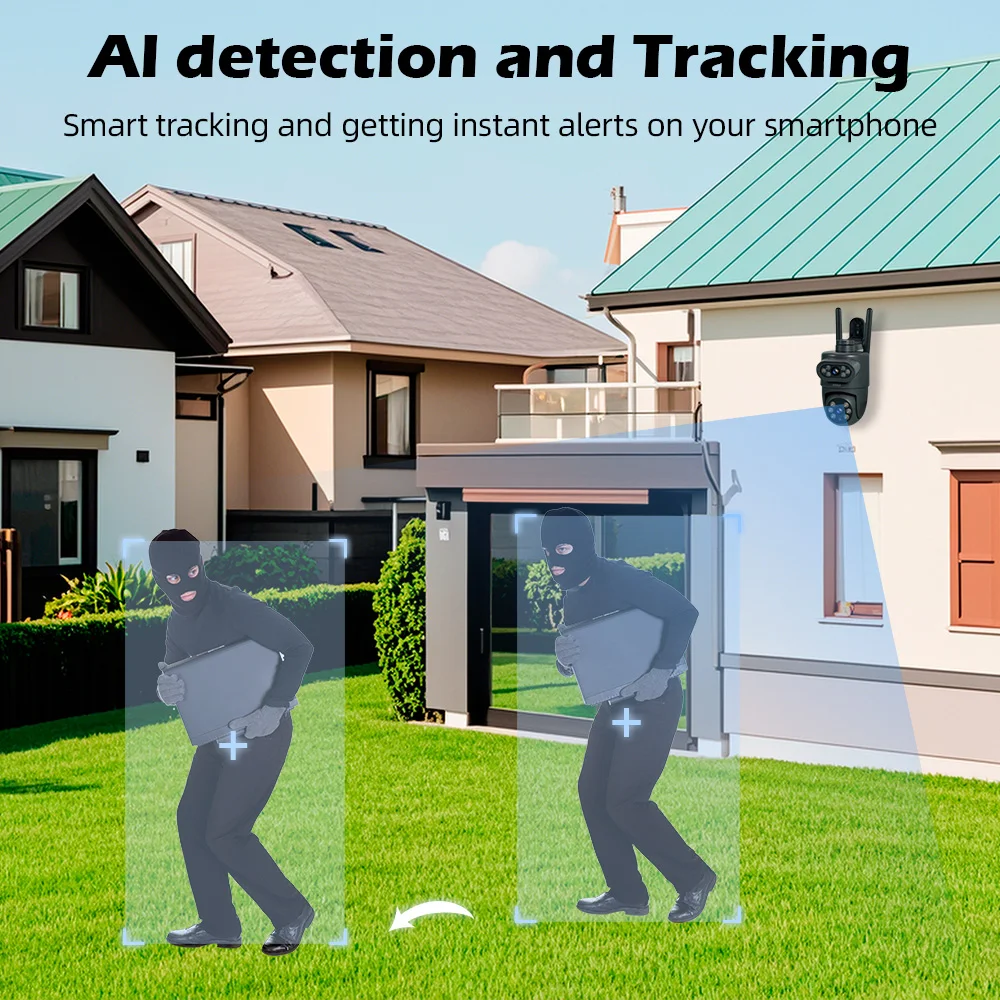 KERUI Outdoor 10MP 5K HD Dual Lens WiFi IP Camera Tuya Smart PTZ Wireless Home Security CCTV Video Surveillance Human Detection