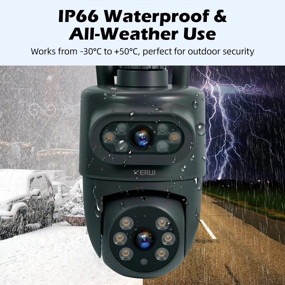 KERUI Outdoor 10MP 5K HD Dual Lens WiFi IP Camera Tuya Smart PTZ Wireless Home Security CCTV Video Surveillance Human Detection