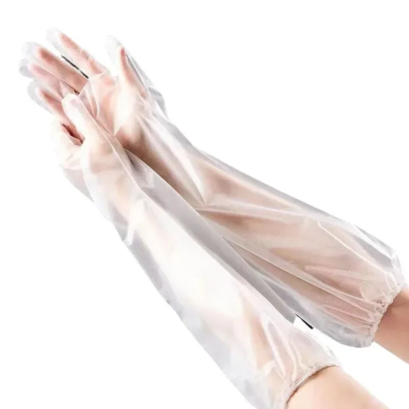 Hilo 30PCS Disposable Arm Guard Gloves Kitchen Household Cleaning Waterproof Elastic Drawstring Lengthened CPE Long-Arm Gloves