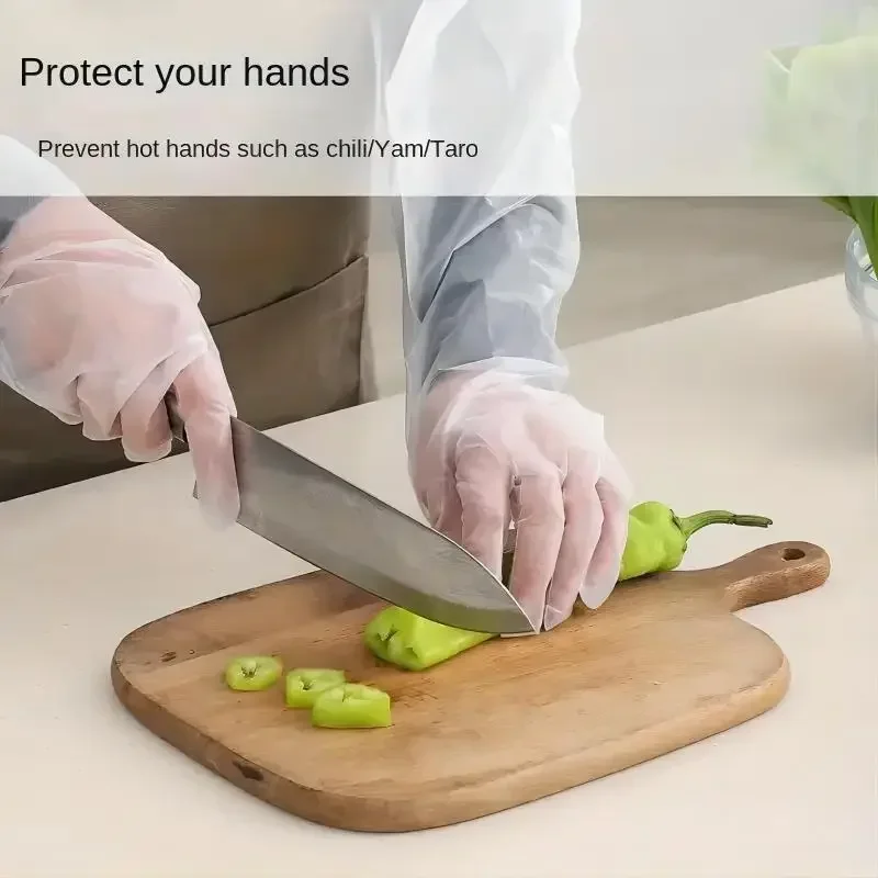 Hilo 30PCS Disposable Arm Guard Gloves Kitchen Household Cleaning Waterproof Elastic Drawstring Lengthened CPE Long-Arm Gloves