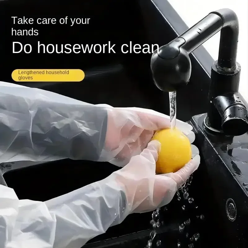 Hilo 30PCS Disposable Arm Guard Gloves Kitchen Household Cleaning Waterproof Elastic Drawstring Lengthened CPE Long-Arm Gloves
