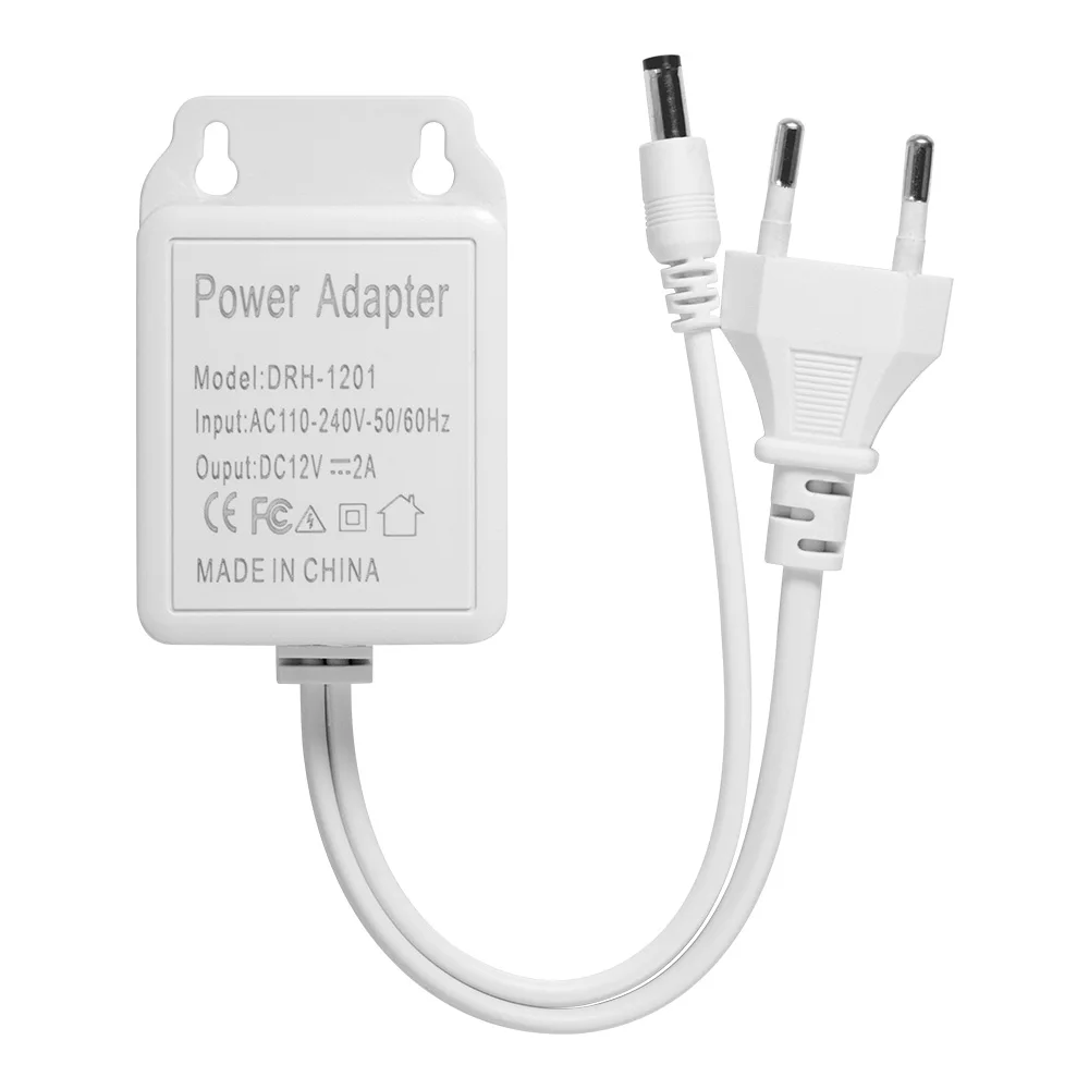 White Color CCTV Camera Power Adapter Waterproof Outdoor AC/DC 12V 2A Power Supply EU US Plug Adapter CCTV Camera Charger