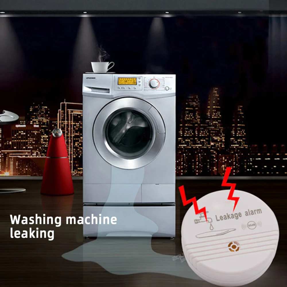 Wireless Water Alarm Independent Battery Water Alarm Sensor Detector 90dB Sounder Water Leakage Alarm Detector Home System DC9V