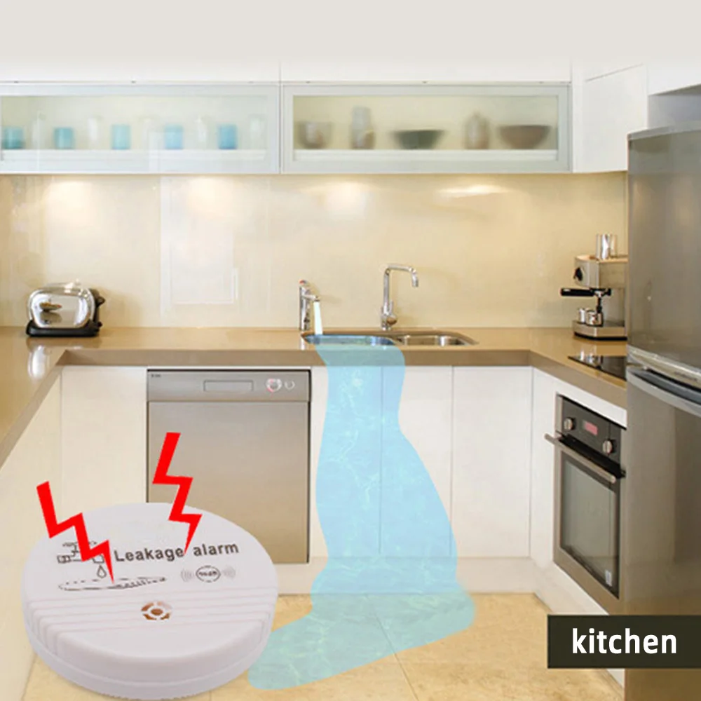 Wireless Water Alarm Independent Battery Water Alarm Sensor Detector 90dB Sounder Water Leakage Alarm Detector Home System DC9V