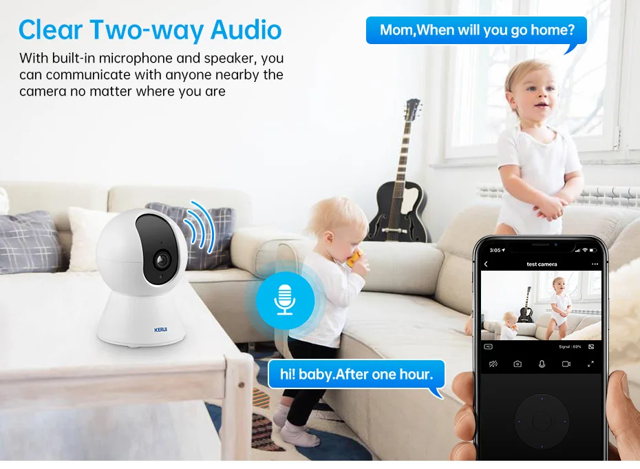 KERUI 5MP Tuya Smart Mini WiFi IP Camera Indoor Wireless Security Home CCTV Surveillance Camera 3MP Full HD With Auto Tracking