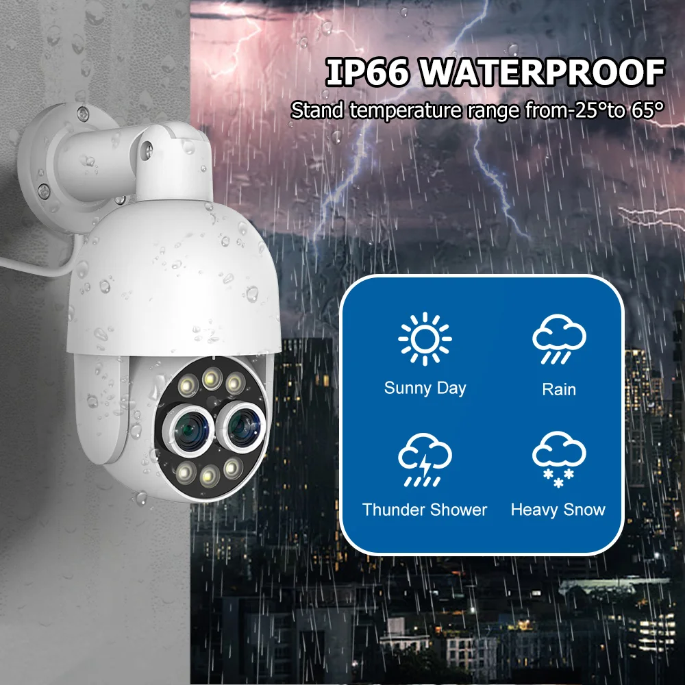 4K PTZ 8X Hybrid Zoom 2.8mm 12mm Dual Lens POE IP Camera 8MP Outdoor Human Detect Auto Track Security Camera Color Night