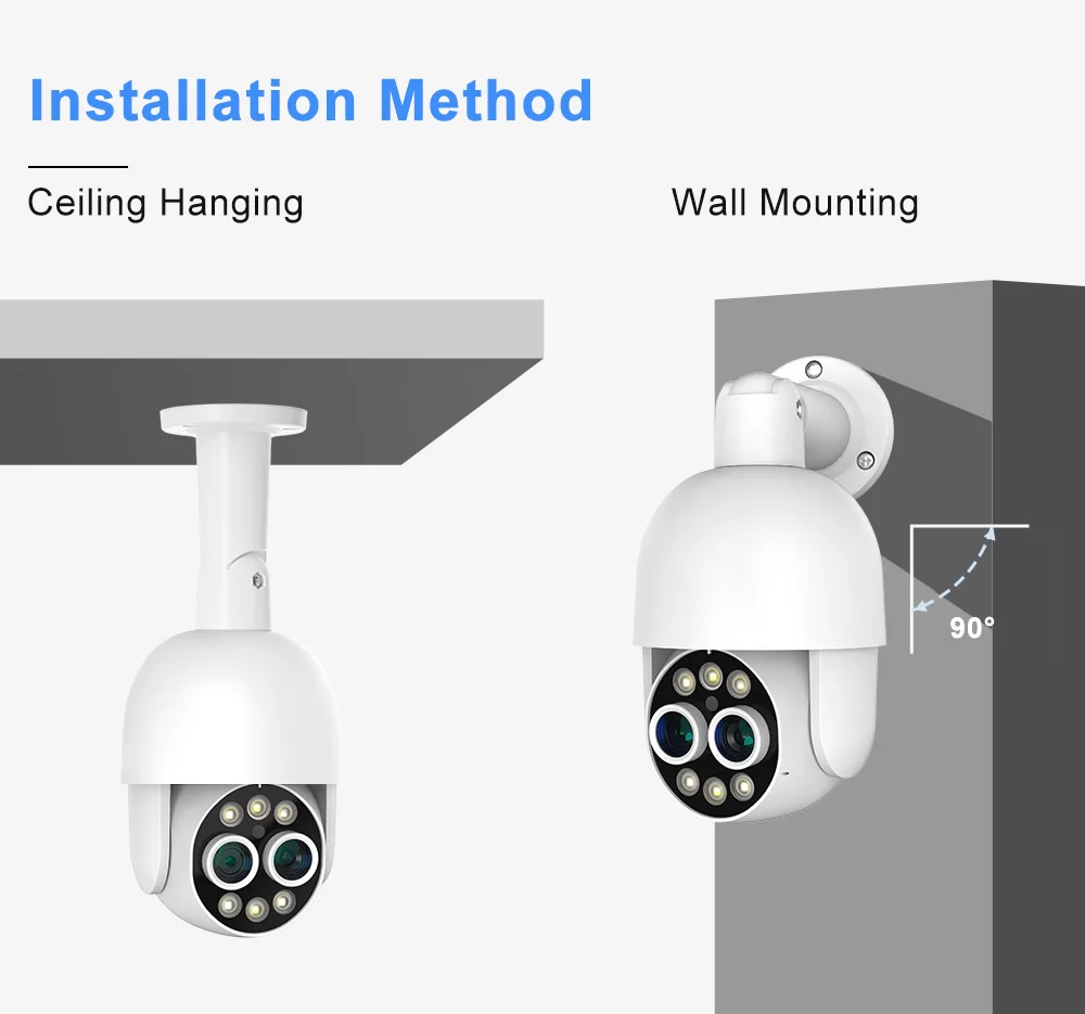 4K PTZ 8X Hybrid Zoom 2.8mm 12mm Dual Lens POE IP Camera 8MP Outdoor Human Detect Auto Track Security Camera Color Night