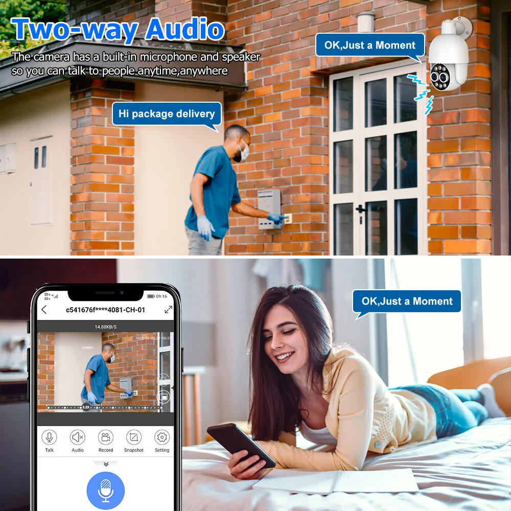 4K PTZ 8X Hybrid Zoom 2.8mm 12mm Dual Lens POE IP Camera 8MP Outdoor Human Detect Auto Track Security Camera Color Night