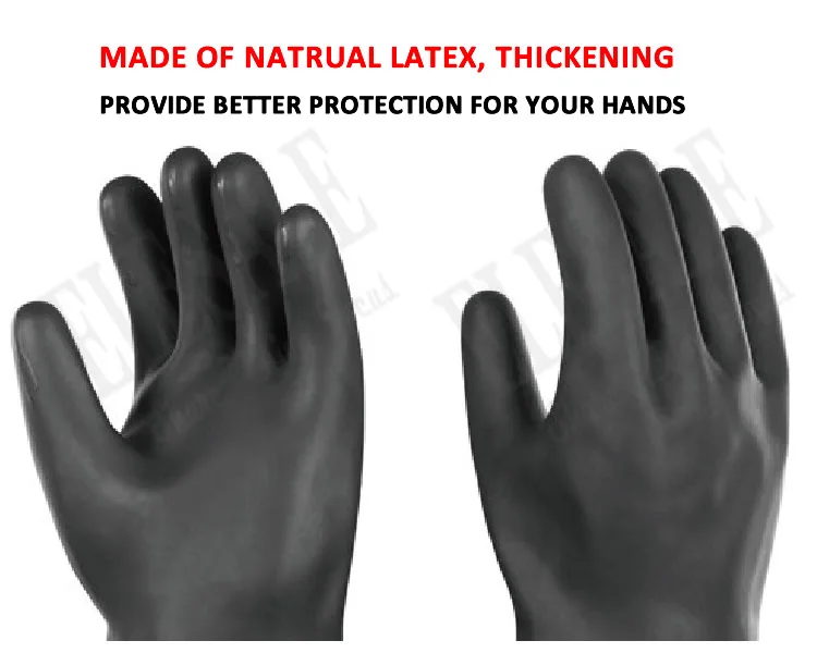 14"-22"Heavy Duty Chemical Wear Resistant Rubber Scrub Gloves Latex Fingers Rubber Acid Oil Resistant Latex Industry Work Gloves