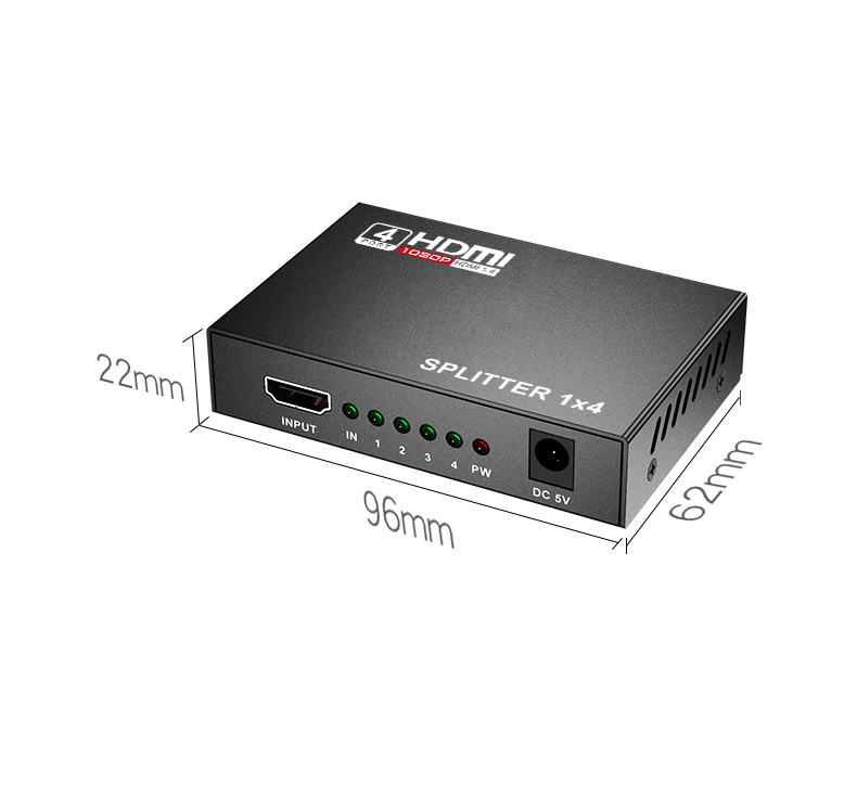 1x4 HDMI Splitter 1 in 4 out HDMI Video Splitter Full HD 1080P Duplicate Screen Monitor HDMI Switch for PC PS3/4 HDTV Projector