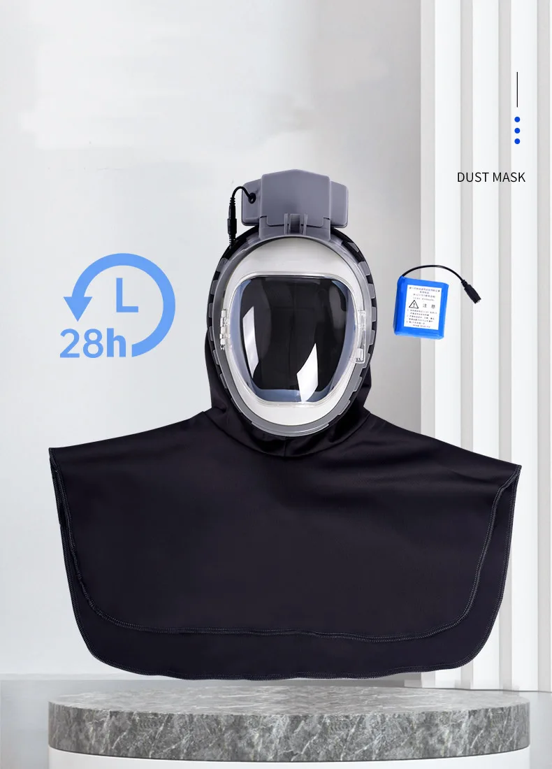 Full Cover Electric Powered Air Supply Dust Mask Hat Dustproof Hood Cape For Harvester Polishing Sanding Industrial Dust
