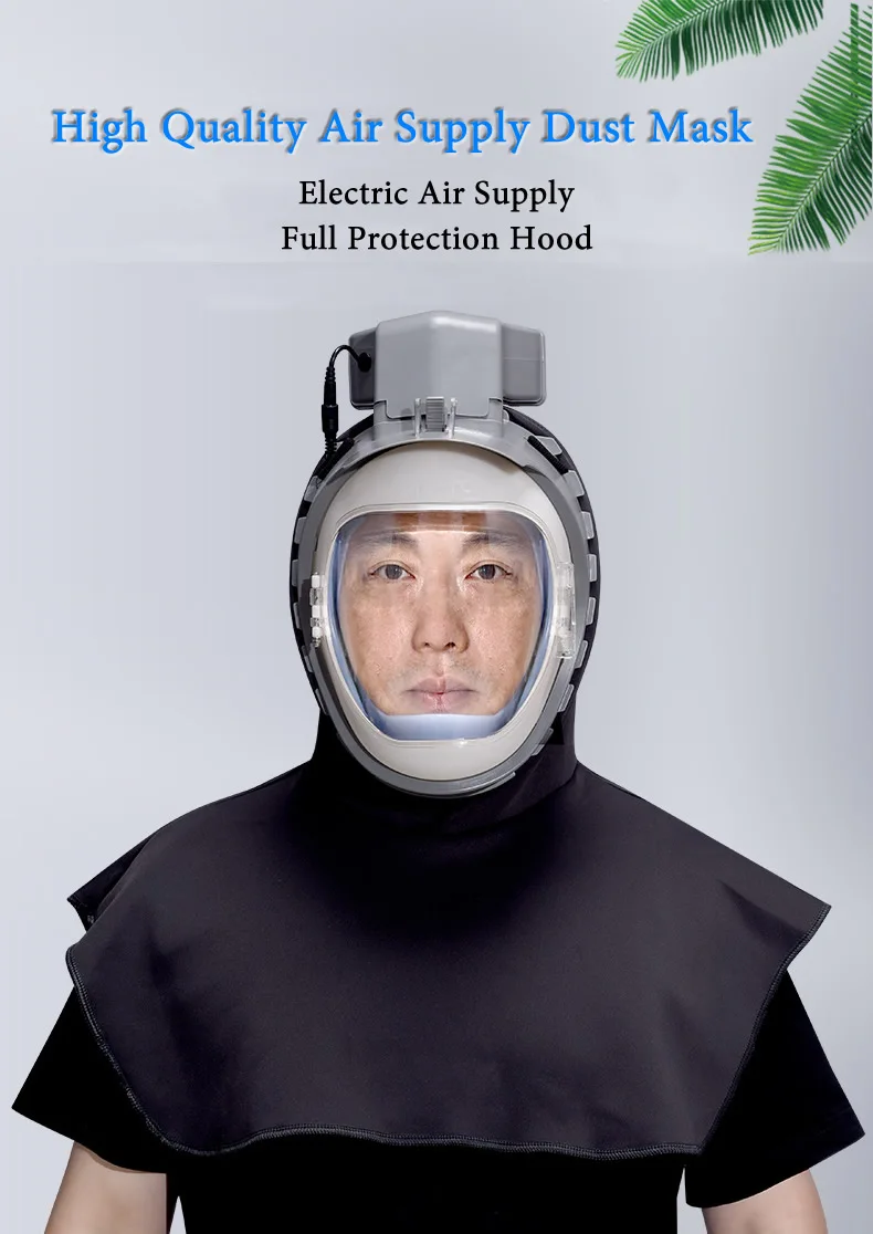 Full Cover Electric Powered Air Supply Dust Mask Hat Dustproof Hood Cape For Harvester Polishing Sanding Industrial Dust
