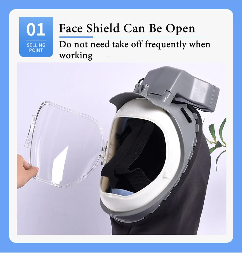Full Cover Electric Powered Air Supply Dust Mask Hat Dustproof Hood Cape For Harvester Polishing Sanding Industrial Dust
