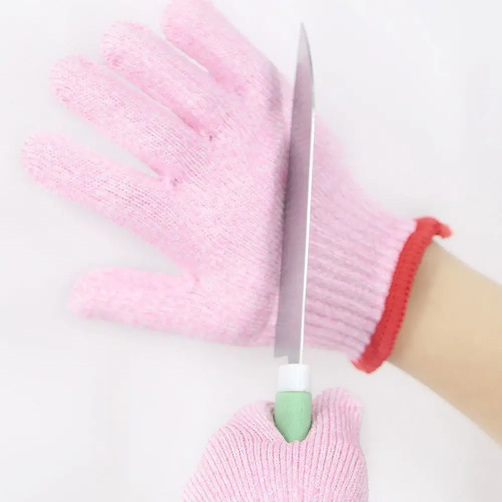 Grey Pink Blue Child Anti-cutting Gloves Wear-resistance HPPE Work Safety Gloves Wood Work Lever 5 Protective Mittens